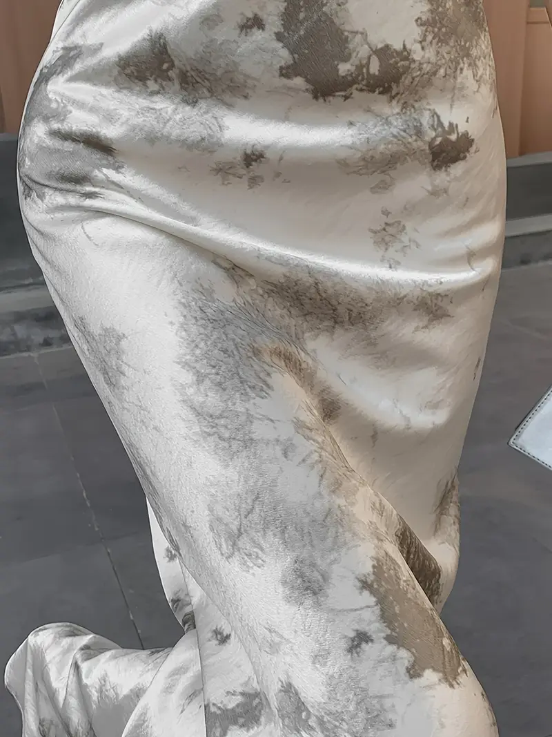 Slim-Fit Satin-Zdyan Floral Print Mermaid A-Line Skirt