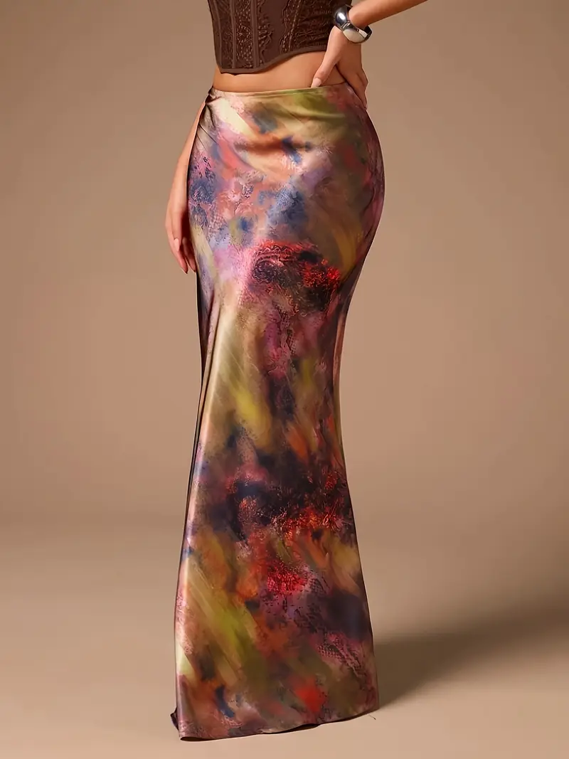 Satin A-Line Midi Skirt
